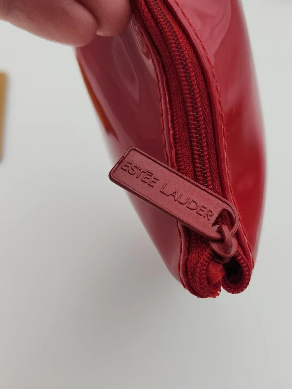 Estee Lauder Makeup Or Travel Bag In Red, Faux Patent Leather.